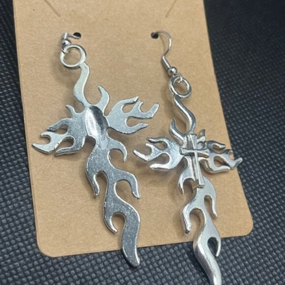 3/$15~Flaming Cross Earrings - Picture 5 of 6